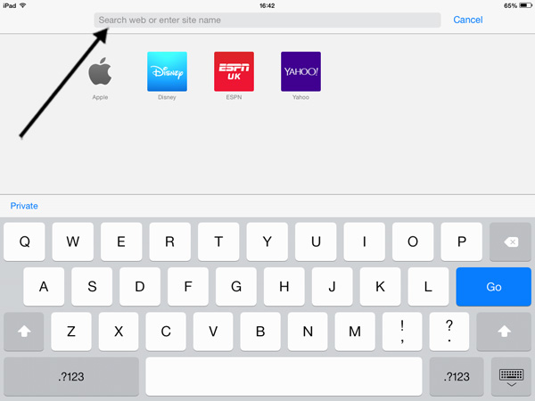 how to search safari page on ipad